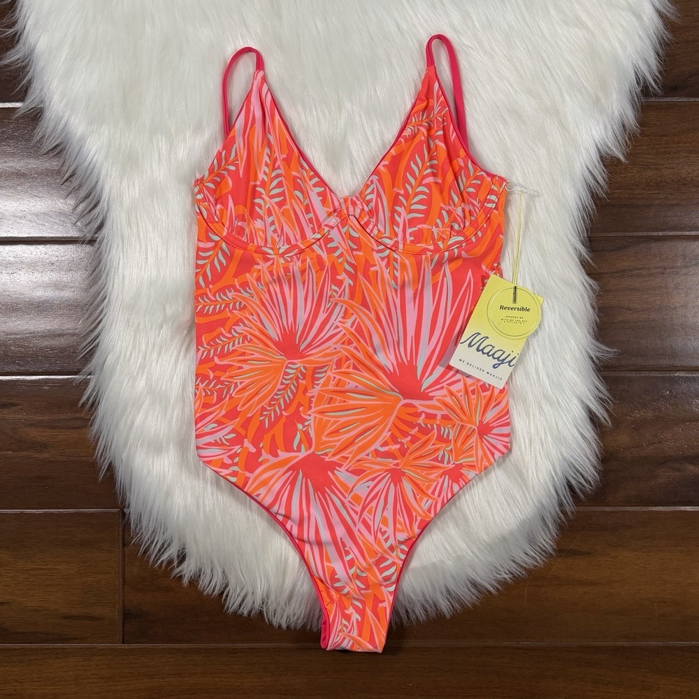 Maaji Size‎ Small Celine Underwire Reversible One Piece Swimsuit in Coral Crush